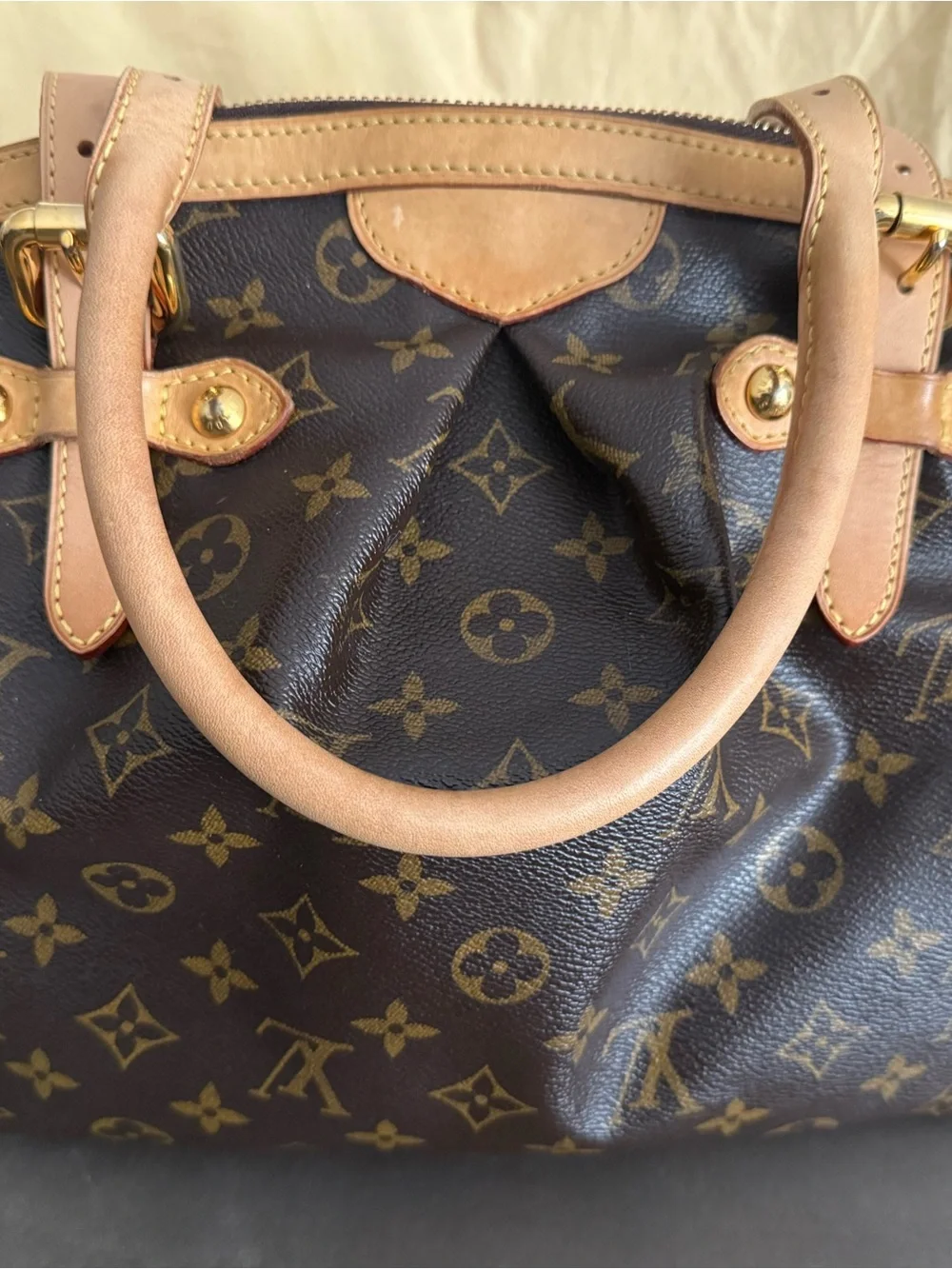 Louis Vuitton Tivoli GM Monogram Canvas Satchel with Natural Vachetta Handle